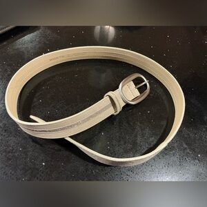 Worth Beige Women's Leather Belt with Silver Buckle